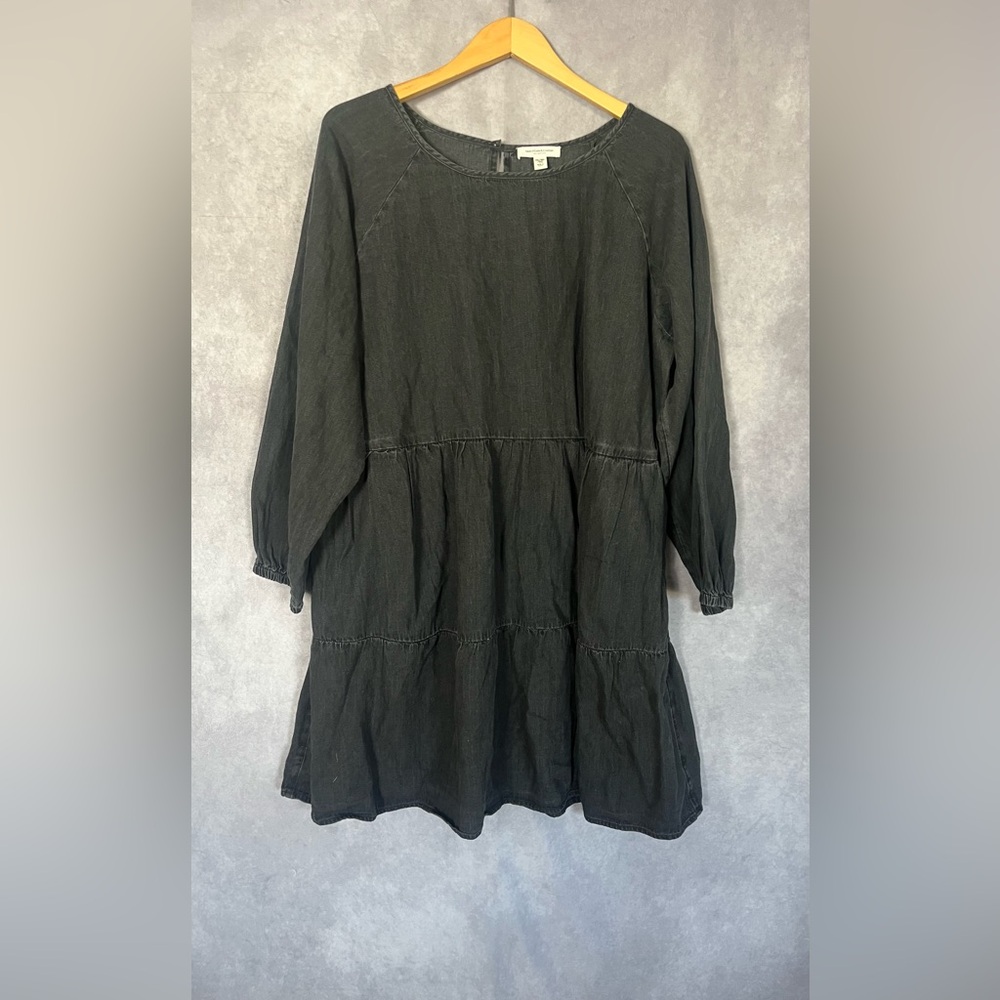 BEACH LUNCH LOUNGE Black denim tiered babydoll dress - XXL